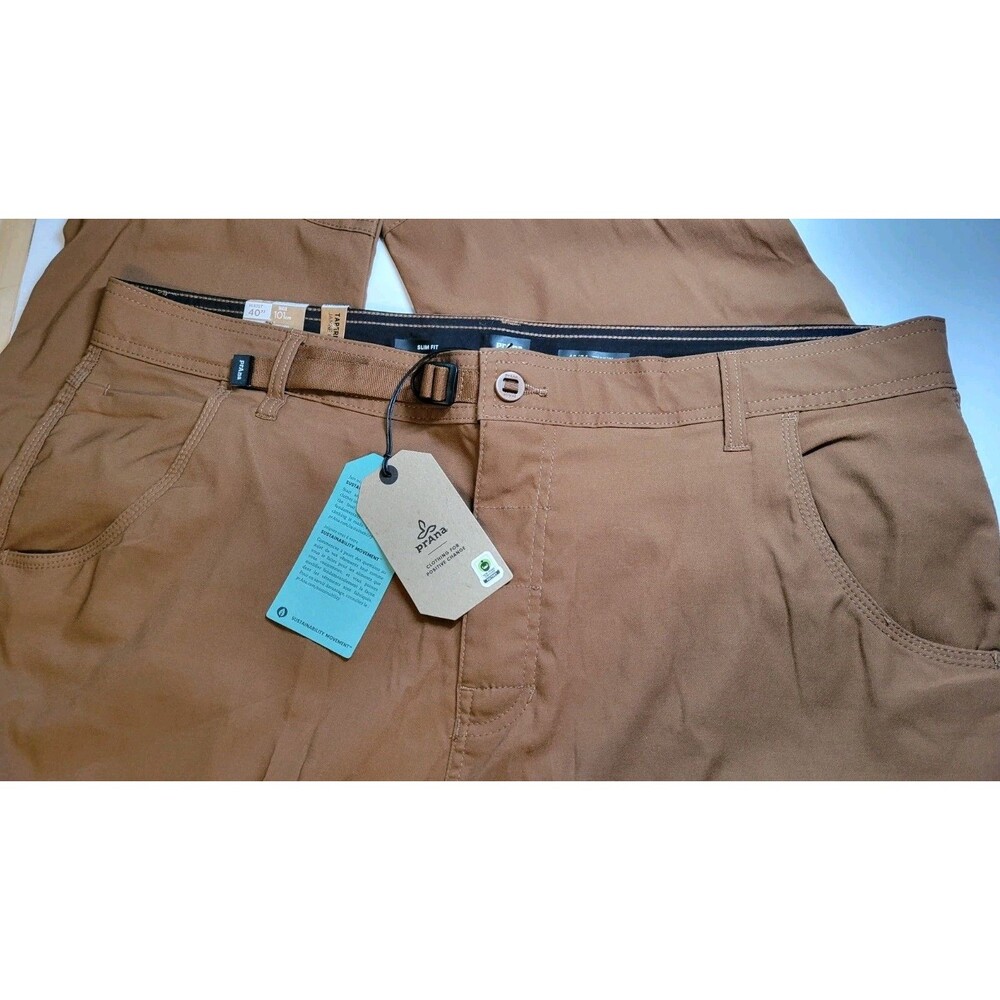 NWT prAna Stretch Zion Slim Pant II Sepia Brown Men's 40x34 Hiking Climbing